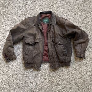Vintage Hill & Archer Men's Bomber Flight Leather Jacket Brown Lined Size 40